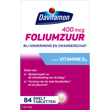 Davitamon Foliumzuur 400mcg Vitamine D3 Smelttabletten 84