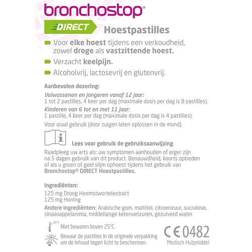 Bronchostop Direct Honing Hoestpastilles 20 stuks