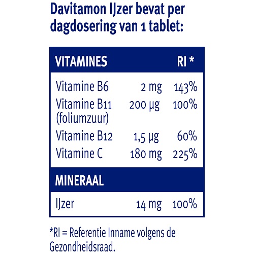 Davitamon Ijzer Vitamine C&B12 Tabletten 35 stuks