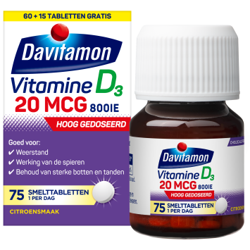 Davitamon Vitamine D 20 mcg Melt tabs 60+15ST