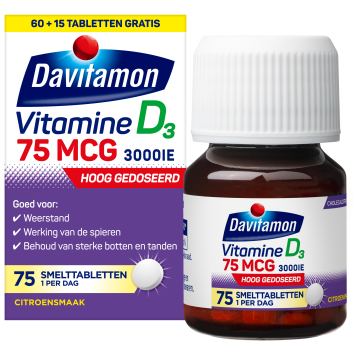 Davitamon Vitamine D 75 mcg Melt tabs 60+15ST