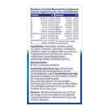 Davitamon Compleet Weerstand Forte Kauwtabletten 50 stuks