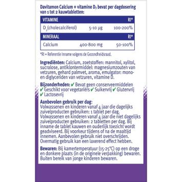 Davitamon Calcium Vitamine D3 Kauwtabletten 60 stuks