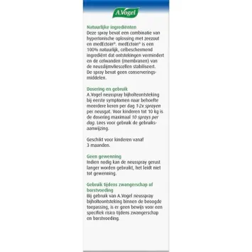A.Vogel neusspray bijholteontsteking eerste symptomen 20ml