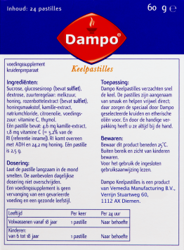 Dampo keelpastilles honing 24st