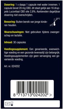 Lucovitaal  CBD Cannabidiol 20mg 30ST