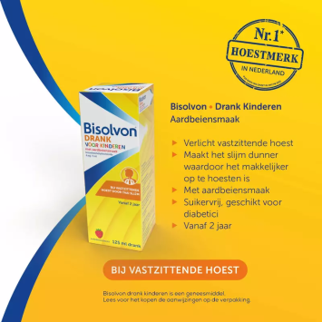 Bisolvon Hoestdrank Kind Aardbei Broomhexine HCl 4mg/5ml 125ml