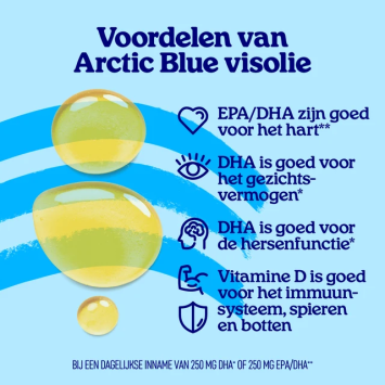 Arctic Blue Omega 3 Pure Visolie met Vitamine D Sinaasappelsmaak 150 ml