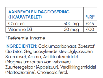 Livsane calcium D3 tabel