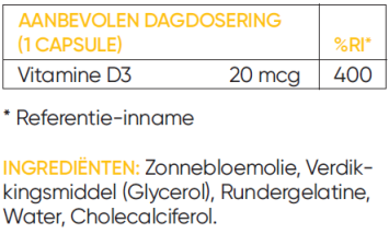 Livsane Vitamine D3 20mcg 300 stuks tabel