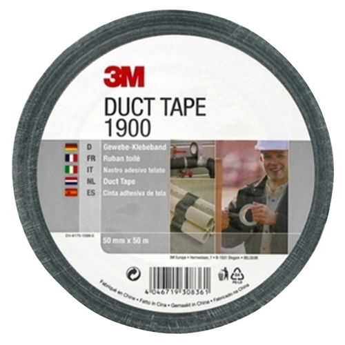 3M 1900 Duct tape budget 75mm x 50 meter Zwart