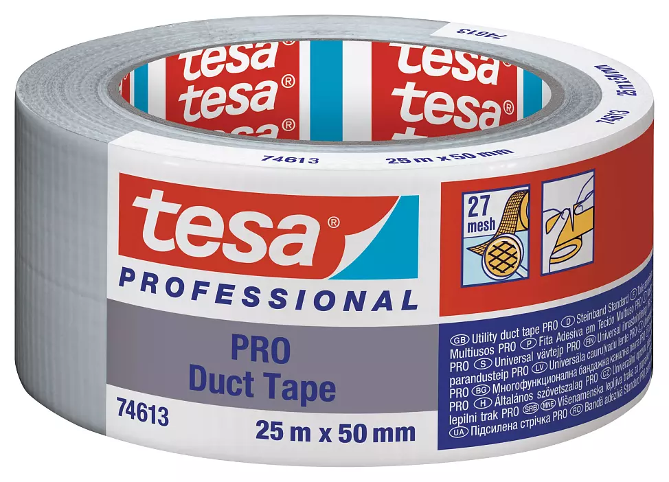 tesa PRO 74613 Duct tape universeel (27 mesh) 50mm x 25 meter Grijs