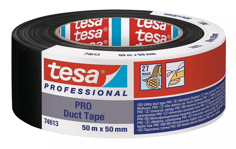 tesa PRO 74613 Duct tape universeel (27 Mesh) 50mm x 50 meter Zwart