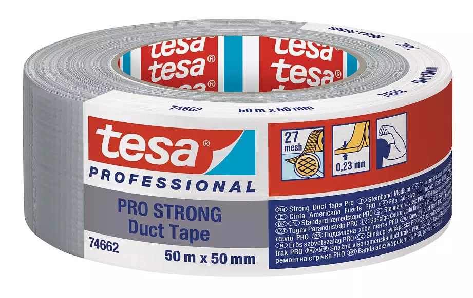tesa PRO 74662 Duct tape STRONG (27 Mesh) 50mm x 50 meter Grijs