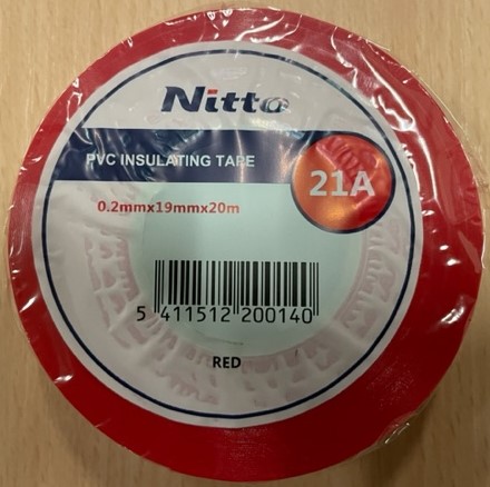 4349 Nitto 21A PVC isolatietape (0.20mm) 19mm x 20 meter Rood