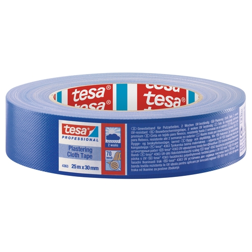 Tesa 4363 Duct tape 2 weken UV-bestendig (70mesh) 30mm x 25 meter Blauw