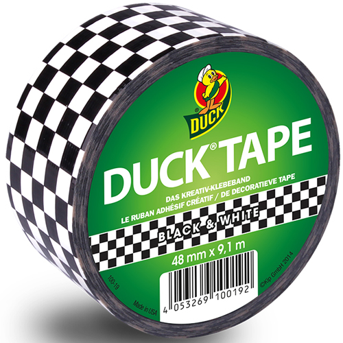 Duck tape design 48mm x 9.1 meter Black & White