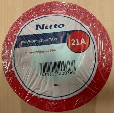 Nitto 21A PVC isolatietape (0.20mm) 50mm x 20 meter Rood