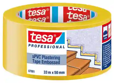 Tesa 67001 Geribbeld PVC bouwtape 50mm x 33 meter Geel