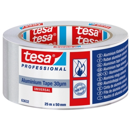 Tesa 63632 Aluminium tape (30µm) met liner 50mm x 25 meter