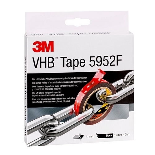 3M 5952 Dubbelzijdig VHB tape 1.1mm x 12mm x 33 meter Zwart