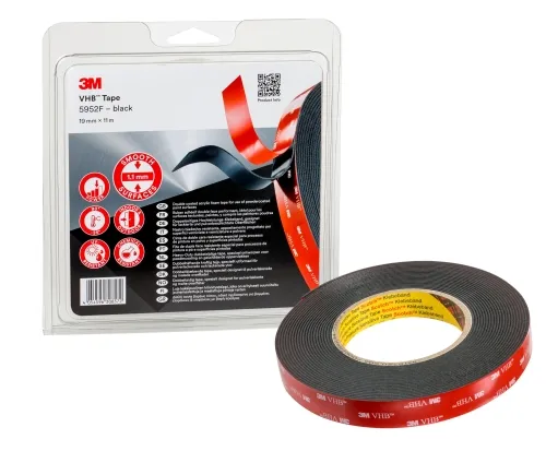 3M 5952 Dubbelzijdig VHB tape 1.1mm x 12mm x 33 meter Zwart