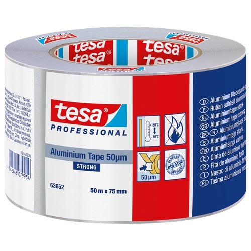 Tesa 63652 Aluminium tape (50µm) met liner 75mm x 50 meter