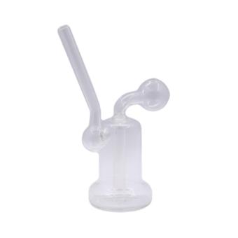 Dab Rig Bong 17cm in clear borosilicate glass, handmade rig with bent neck