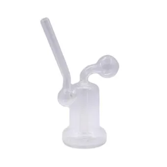 Dab Rig Bong 17cm in clear borosilicate glass, handmade rig with bent neck
