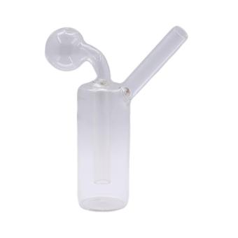 Glass Oil Bong Straight 17cm, straight glass oil bong in clear borosilicate glass with side bowl