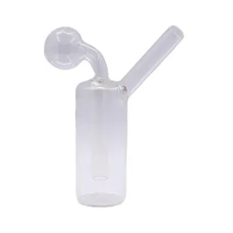 Glass Oil Bong Straight 17cm, straight glass oil bong in clear borosilicate glass with side bowl