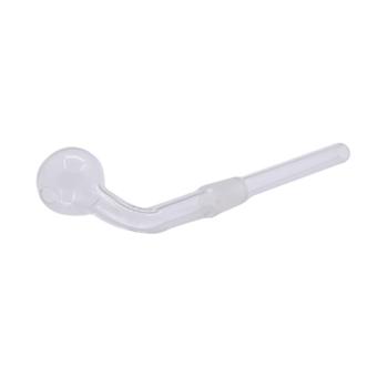 Glass Oil Chillum 11.5cm in clear borosilicate glass with round bowl and bent stem