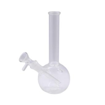 Straight Glass Bong 18cm, glass bong with straight neck and round base in borosilicate glass