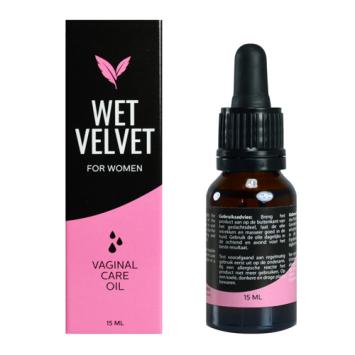 Wet Velvet intimate rosehip oil by Morningstar Pharma, 15 ml bottle with box