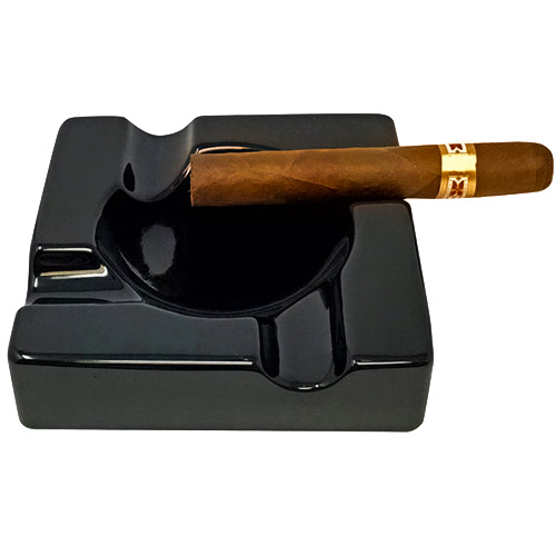 Sigarenasbak keramiek zwart - 3 Sigaren