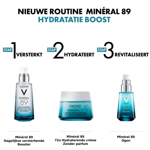 Vichy Minéral 89 Hydraterende Boost Crème 72 uur Parfumvrij 50ml