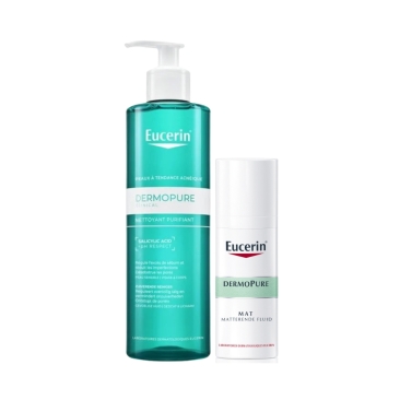 Eucerin DermoPure Reinigingsgel 400ml en Matterende Fluïde 50ml Routine Kit