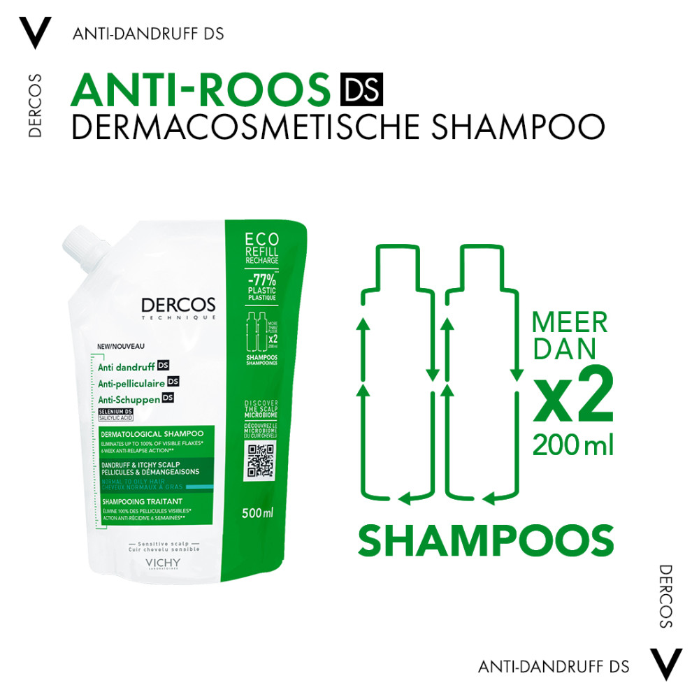 Vichy Dercos Anti-Roos Shampoo Normaal tot Vet Haar Navul 500ml