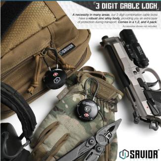 3-digit cable lock 4-pack - Savior Equipment