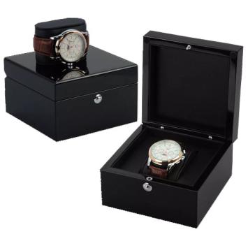 Single wooden watch box - Black Velvet