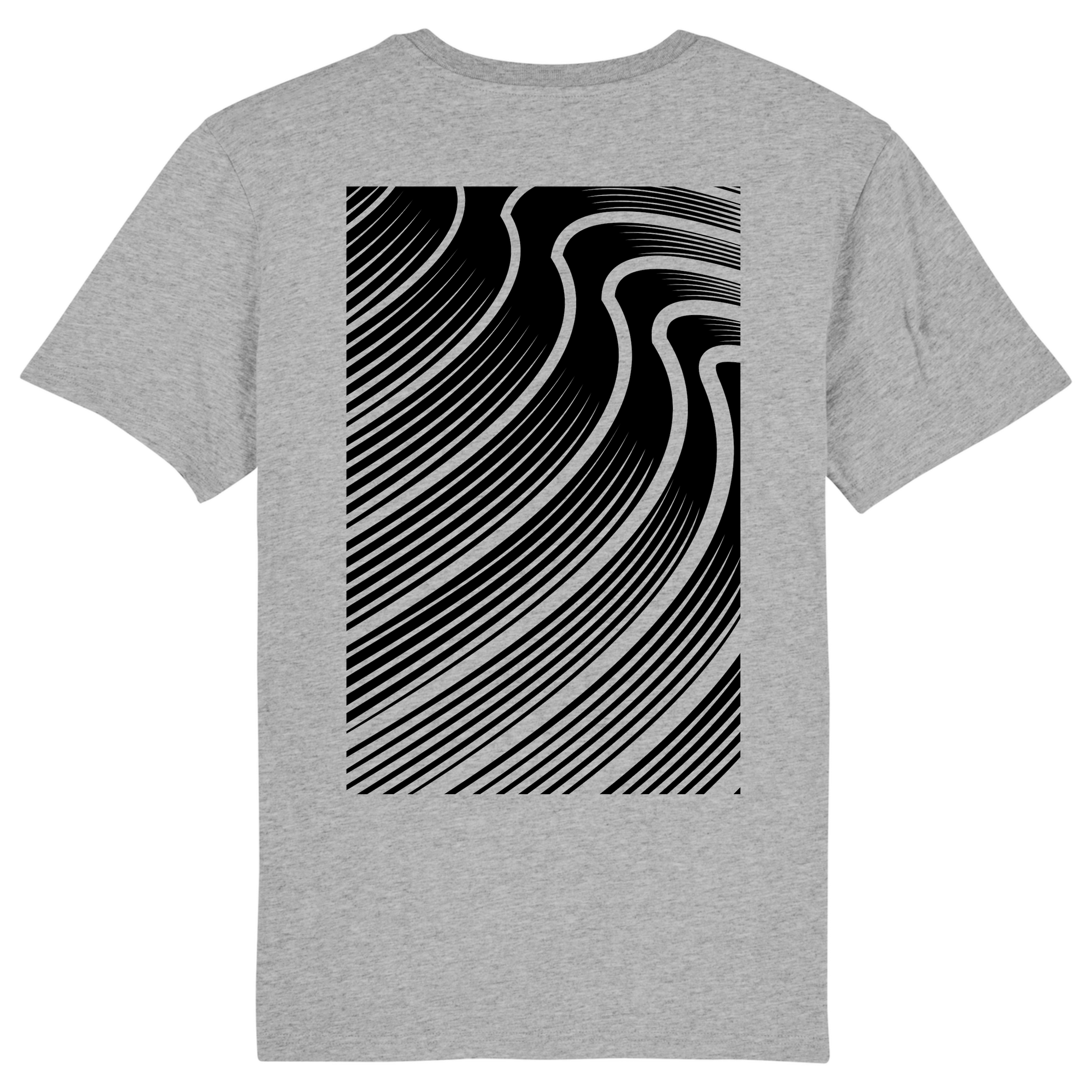 Grijs T-shirt met kunstzinnig surf-golven design - Vang de kracht van de zee in stijl 