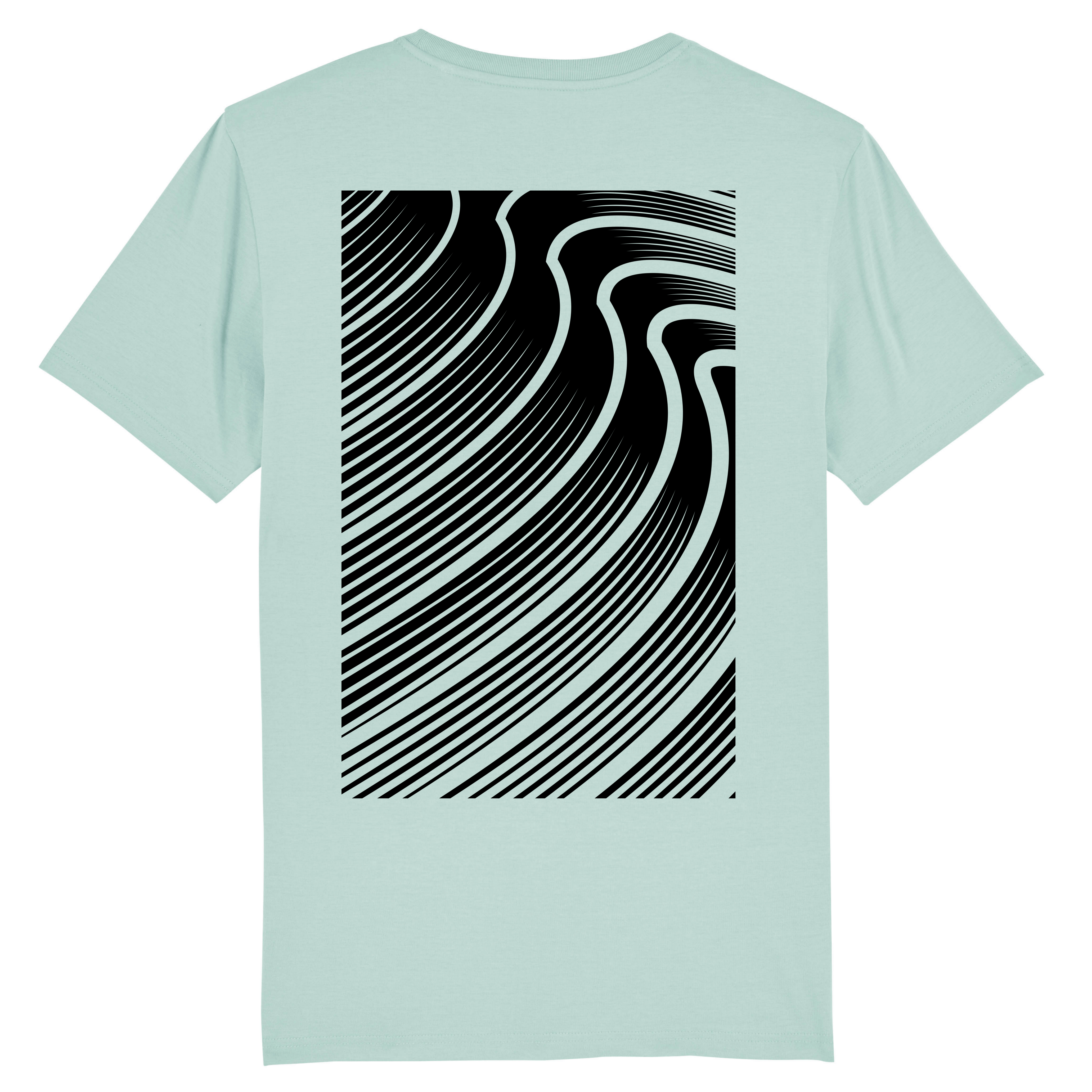 Turquoise T-shirt met kunstzinnig surf-golven design - Vang de kracht van de zee in stijl 