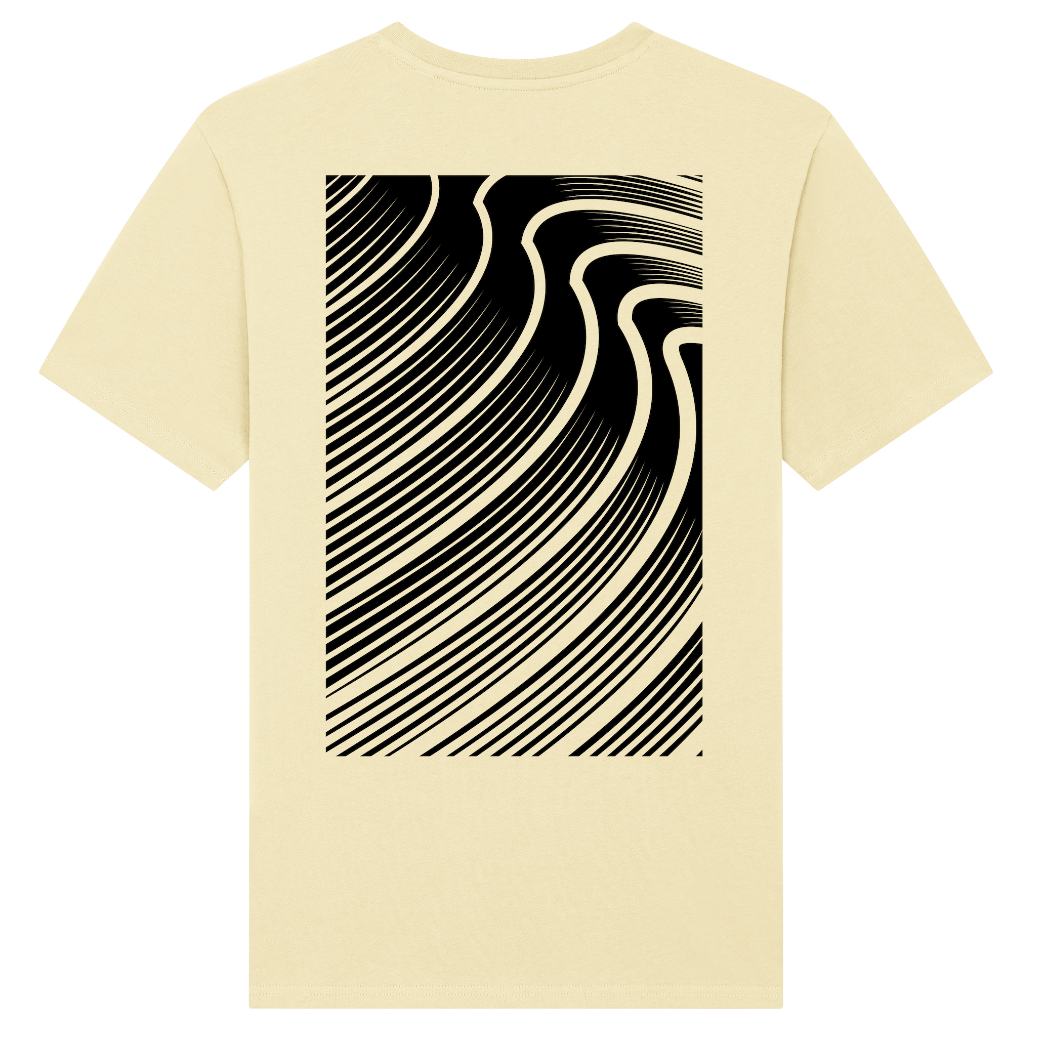 Geel T-shirt met kunstzinnig surf-golven design - Vang de kracht van de zee in stijl 