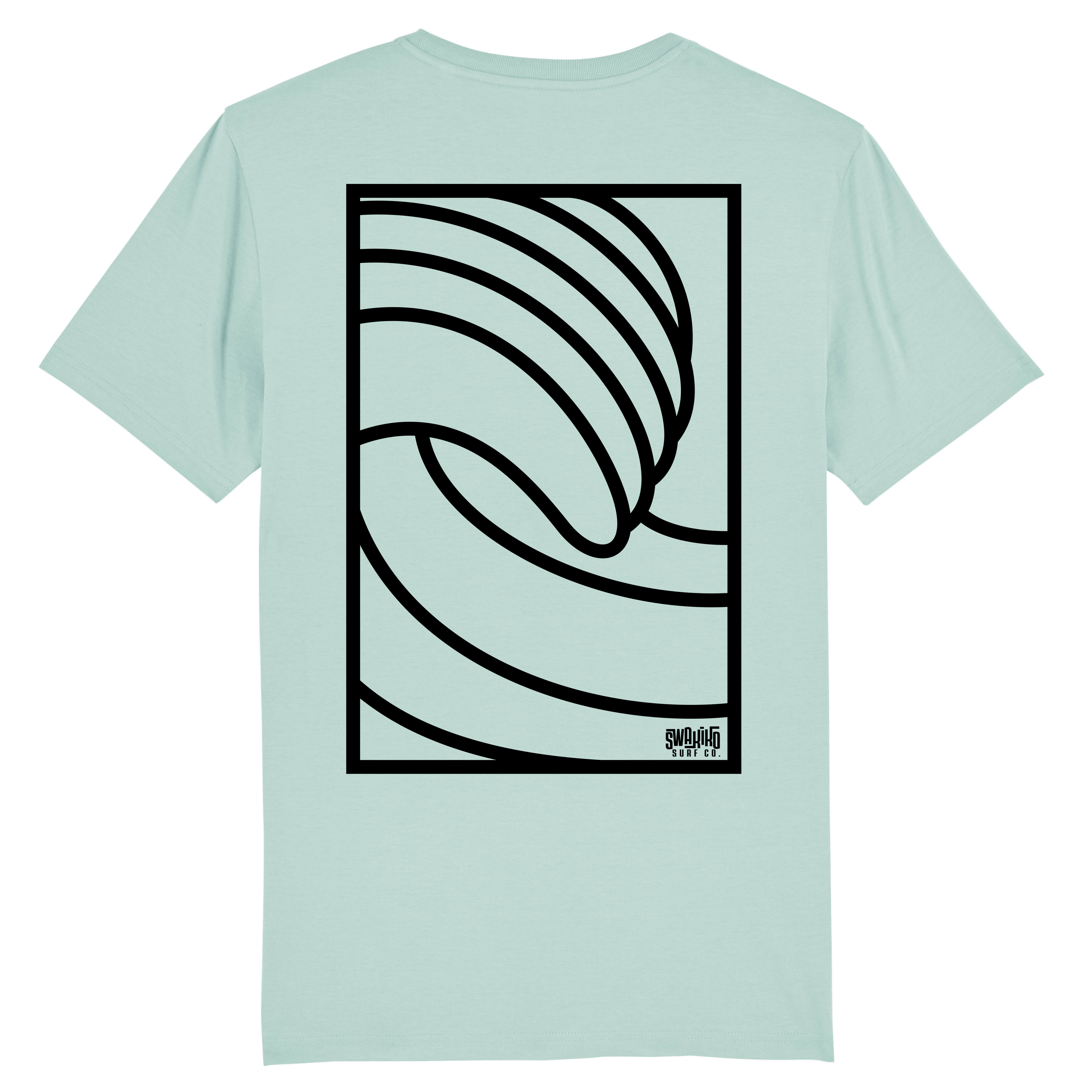 Turquoise T-shirt met stijlvol golfdesign - Perfecte combinatie van surf en mode
