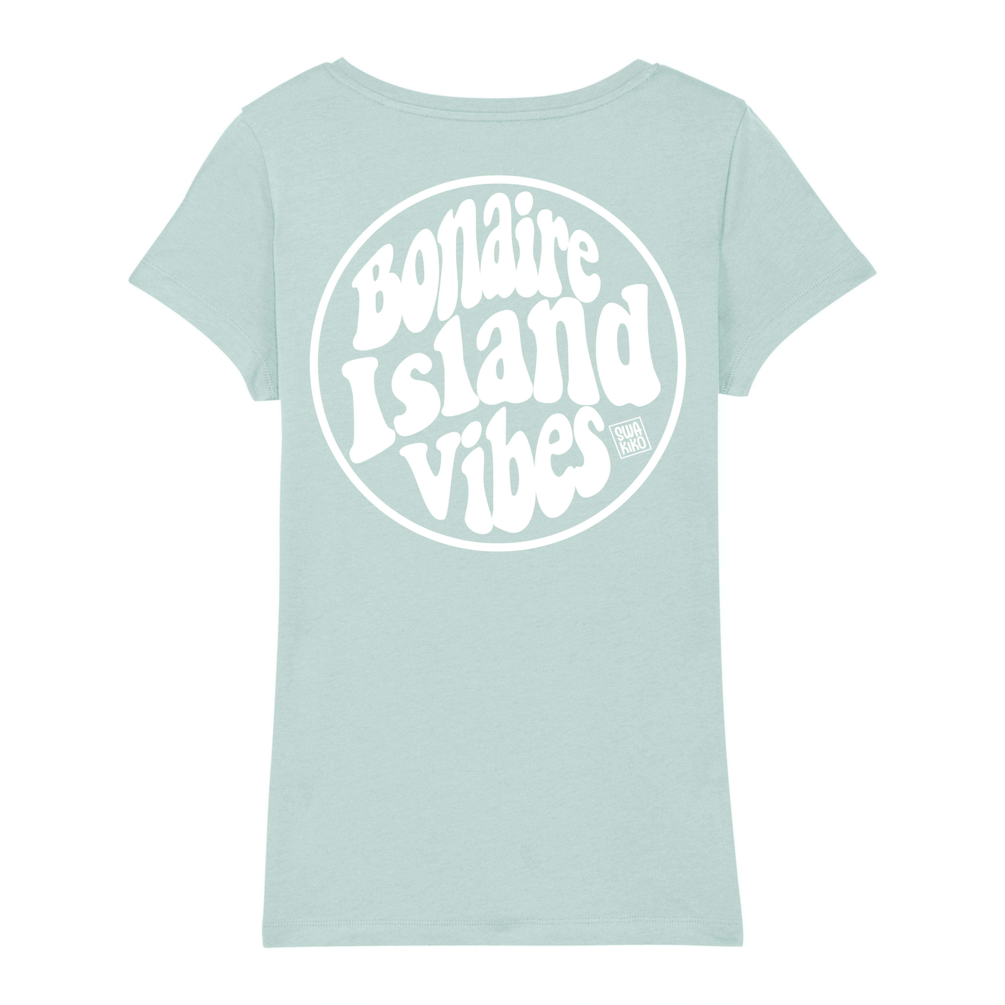 Island Vibes Bonaire logo T-shirt front, caribbean blue