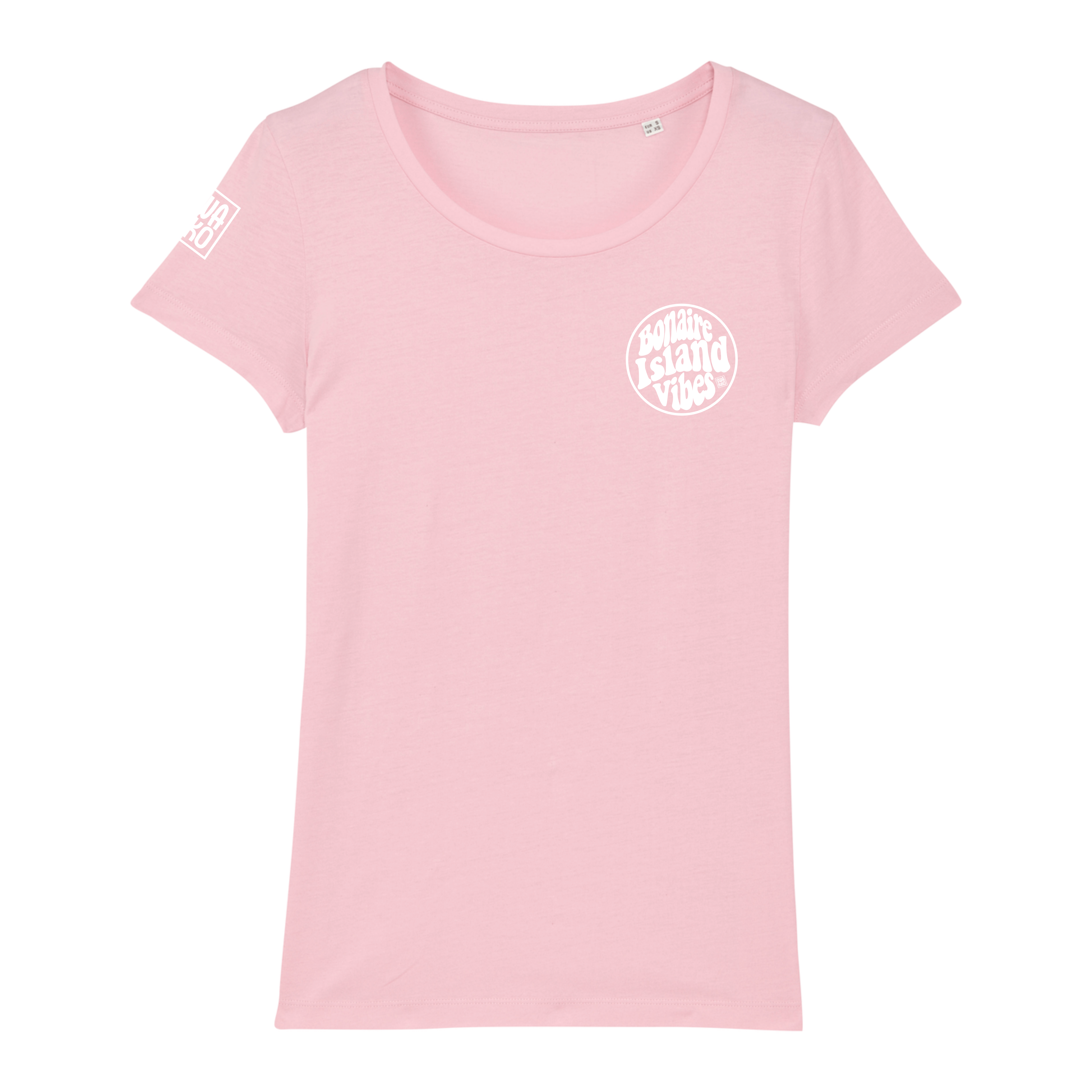 Island Vibes Bonaire logo T-shirt front, pink