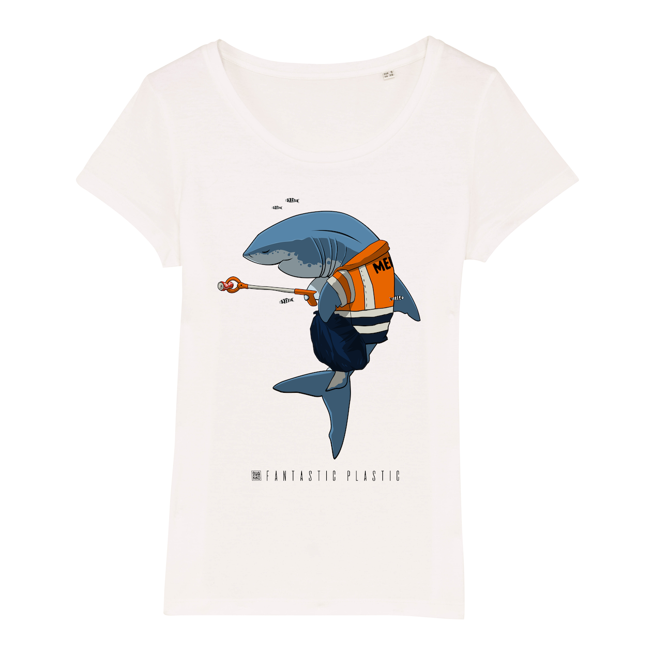 Surf t-shirt women white, Cleaning Shark