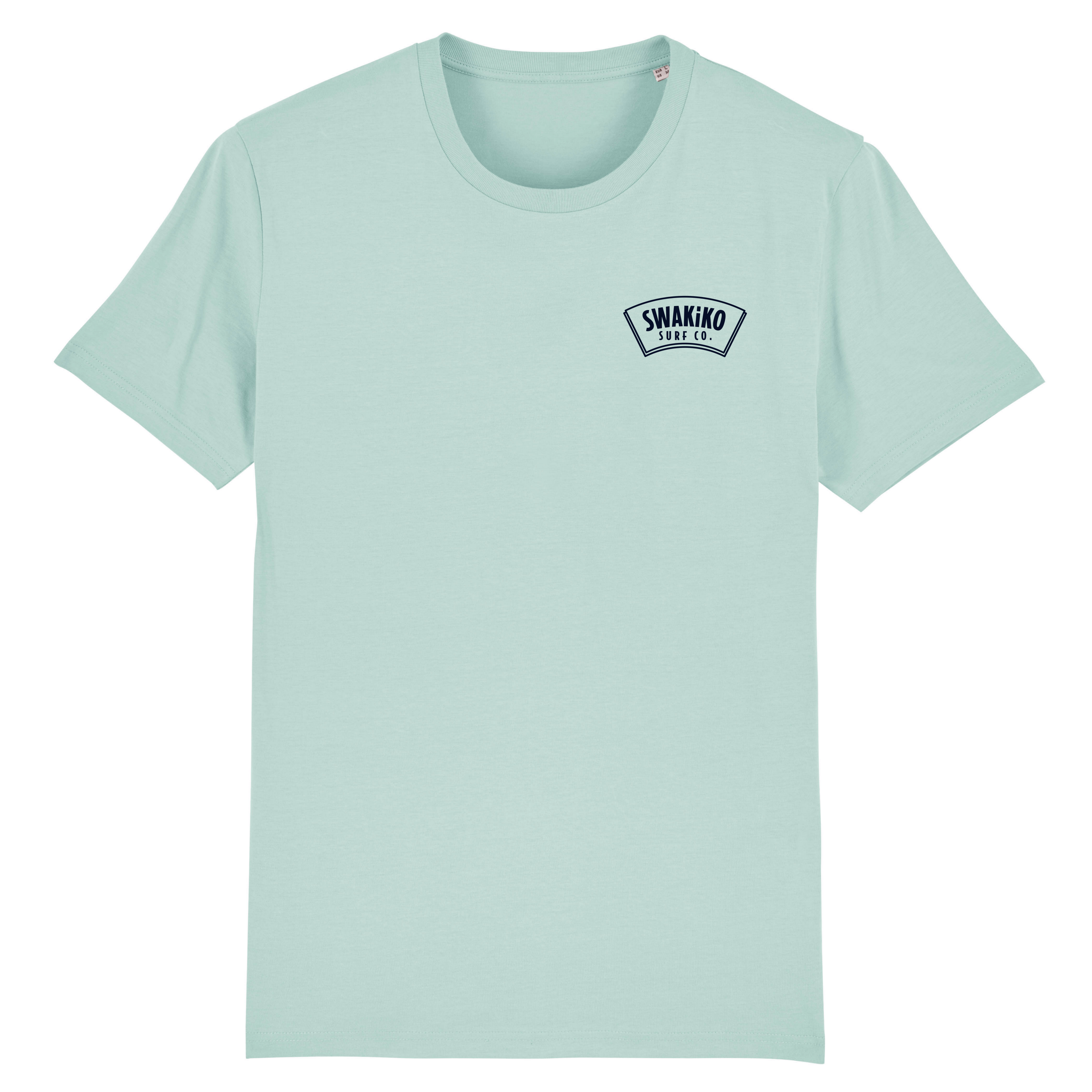 SWAKiKO logo T-shirt front, turquoise