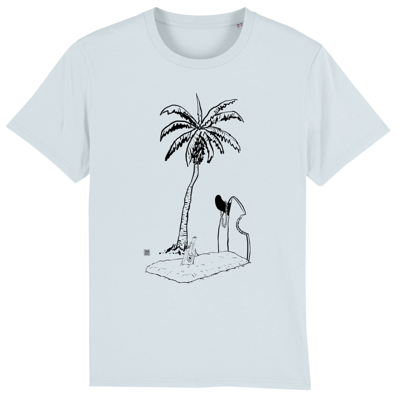Surf t-shirt men blue, Grave with Palmtree