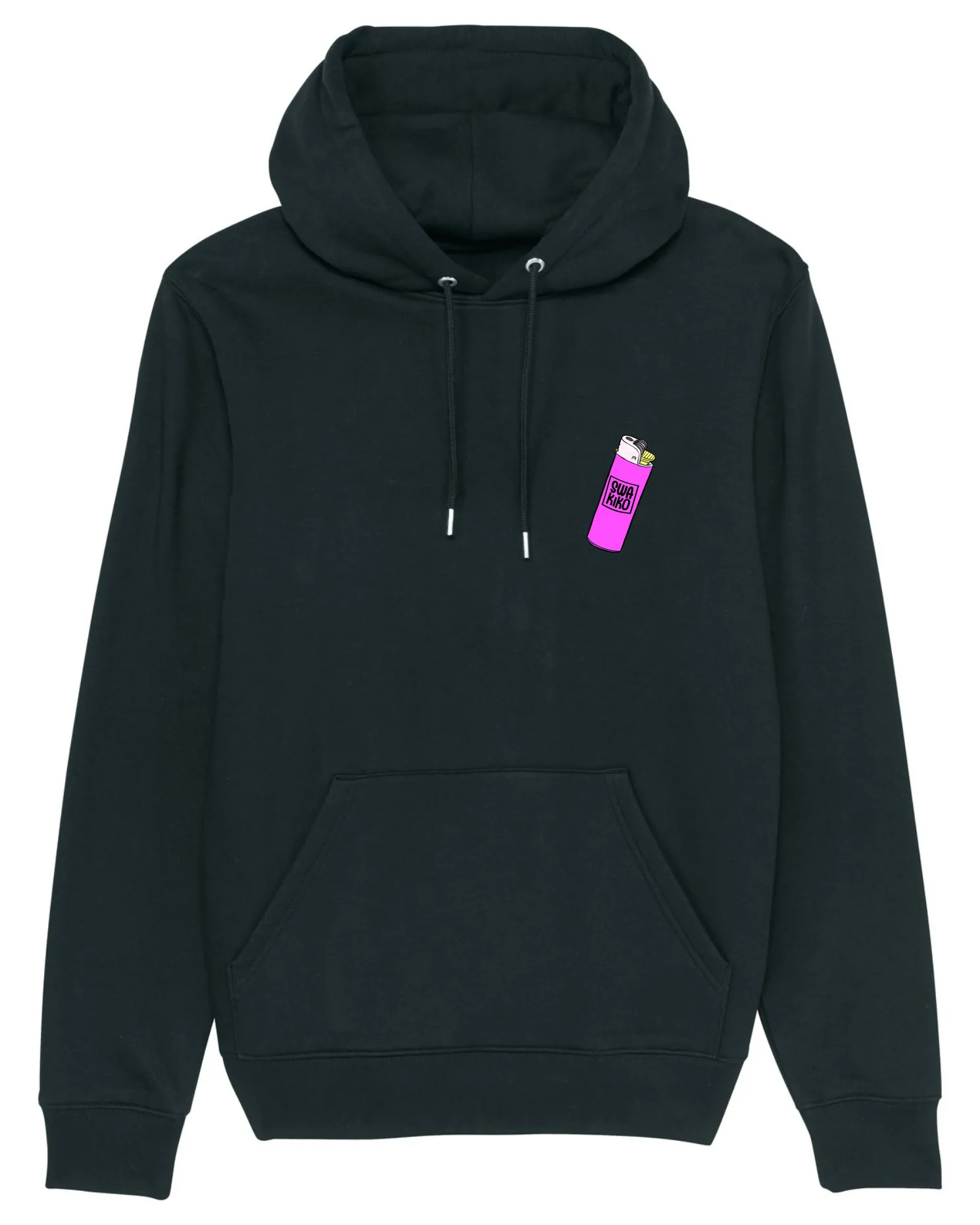 Black hoodie on sale with pink writing